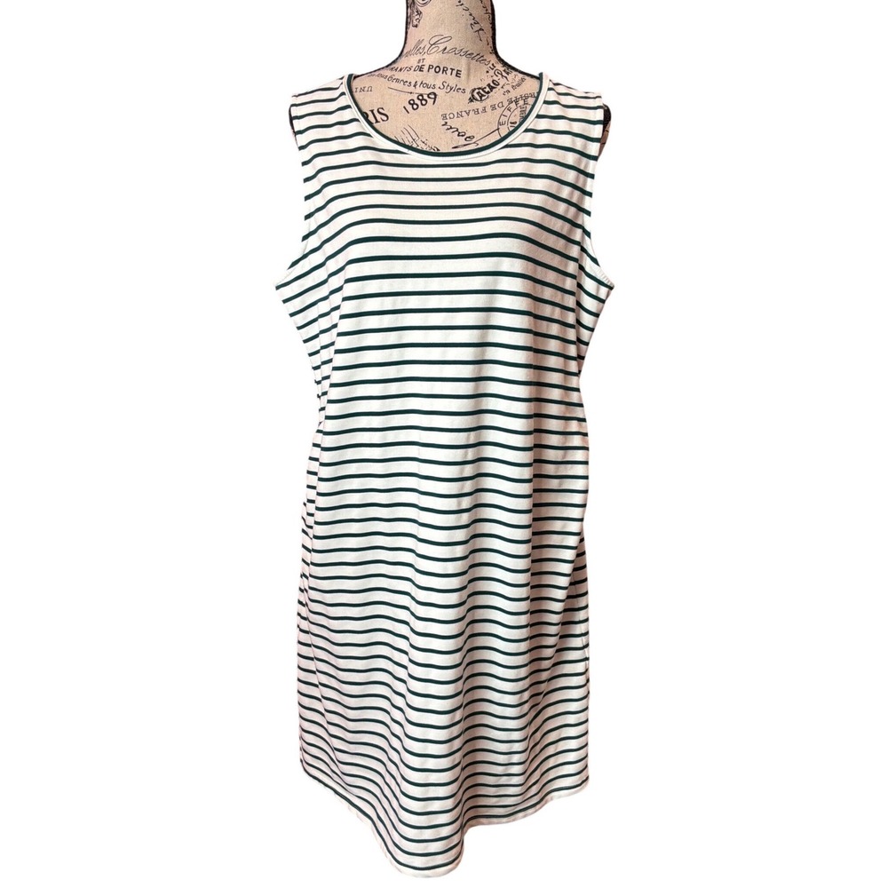 Skies Are Blue Maternity Striped Sleeveless Shift Dress Green White XXL 95779M‎